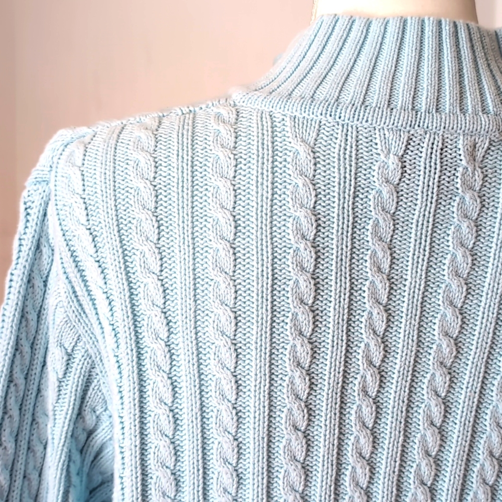 Croft & Barrow Cable Knit 1/4 Zip Mock Neck Pullover Sweater. Size Large - Picture 9 of 11